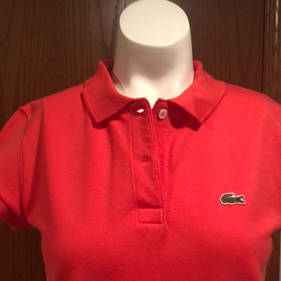 Lacoste Tops - Women’s Lacoste Cotton Pique Polo-Coral-Size M